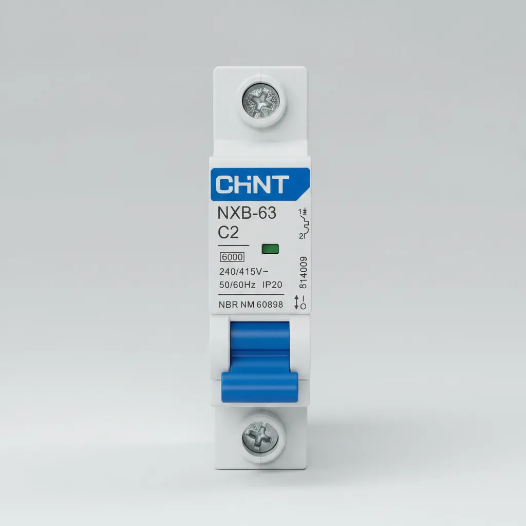 Interruptor Termomagnético Riel Din 1 Polo 2 Amperes Curva C 6 kA - Chint - NXB-63 1P C2 - 814009