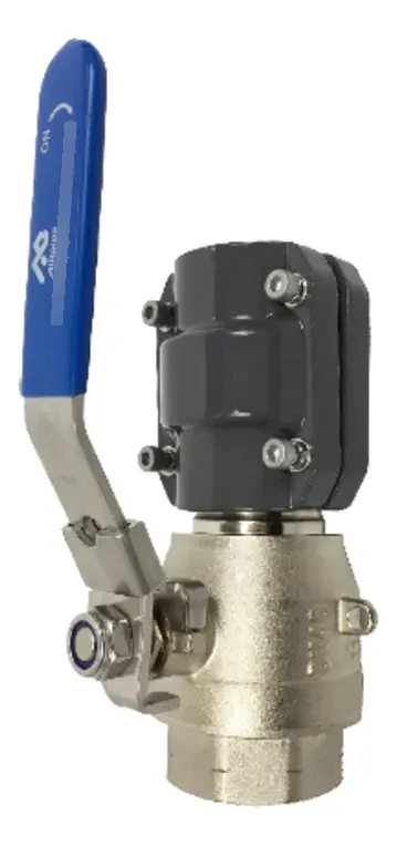 válvula de bola de bloqueo de 25 mm (1") a NPT hembra de 1"  con  soporte de pared